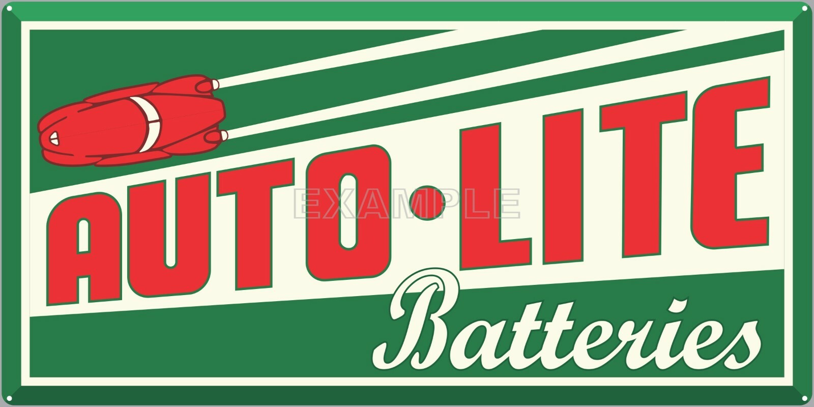 AUTO LITE BATTERIES REPAIR GAS STATION OLD SIGN REMAKE ALUMINUM SIZE OPTIONS