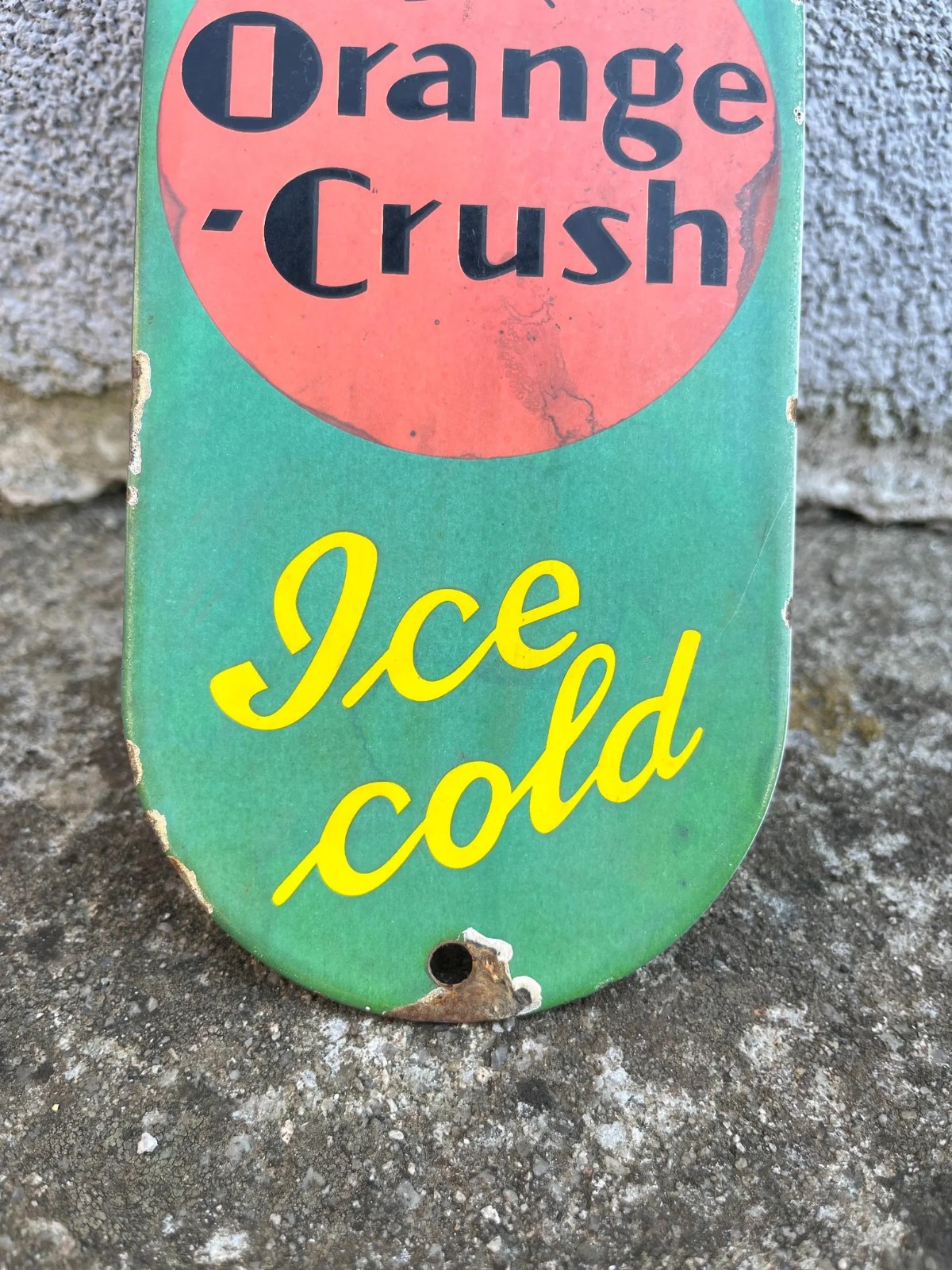 Vintage Orange Crush Enamel Porcelain Sign Plaque Retro Advertising 24×9 cm