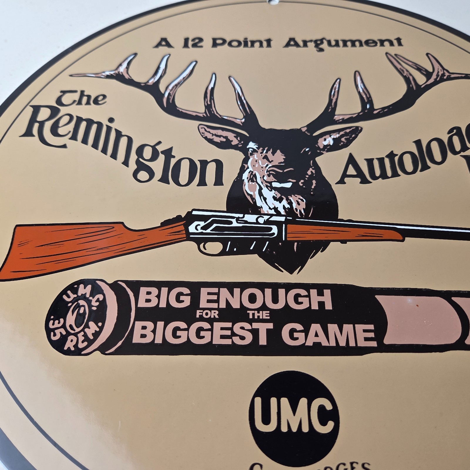Vintage Remington Porcelain Sign – Firearms Rifles Deer Ammo Guns Gas Pump Sign