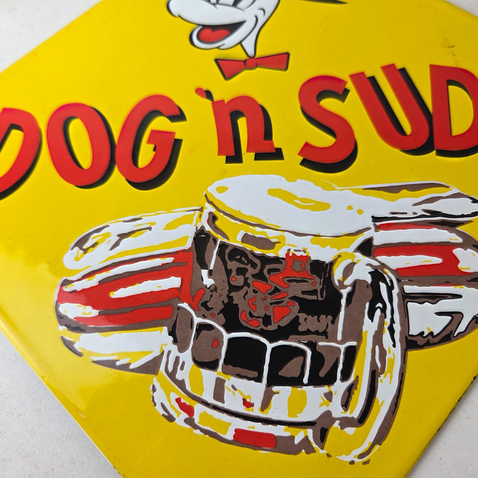 Vintage Dog n Suds Sign – Root Beer Gas Service Station Fast Food Porcelain Sign