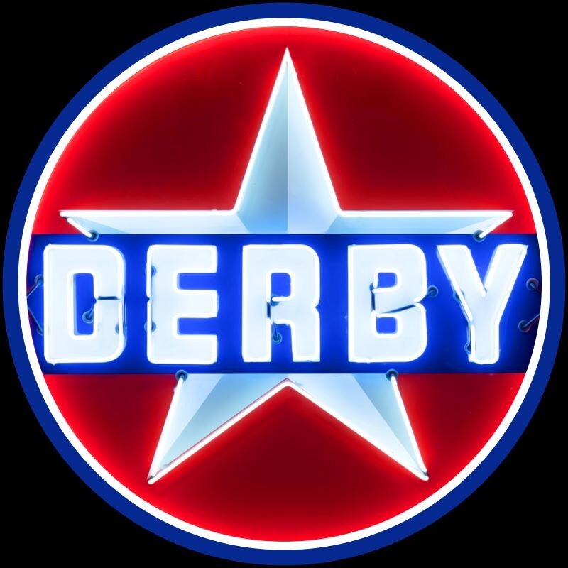 Derby Gasoline NEW Sign 40″ Dia. Round USA STEEL – Not a Neon Sign – XXL Size
