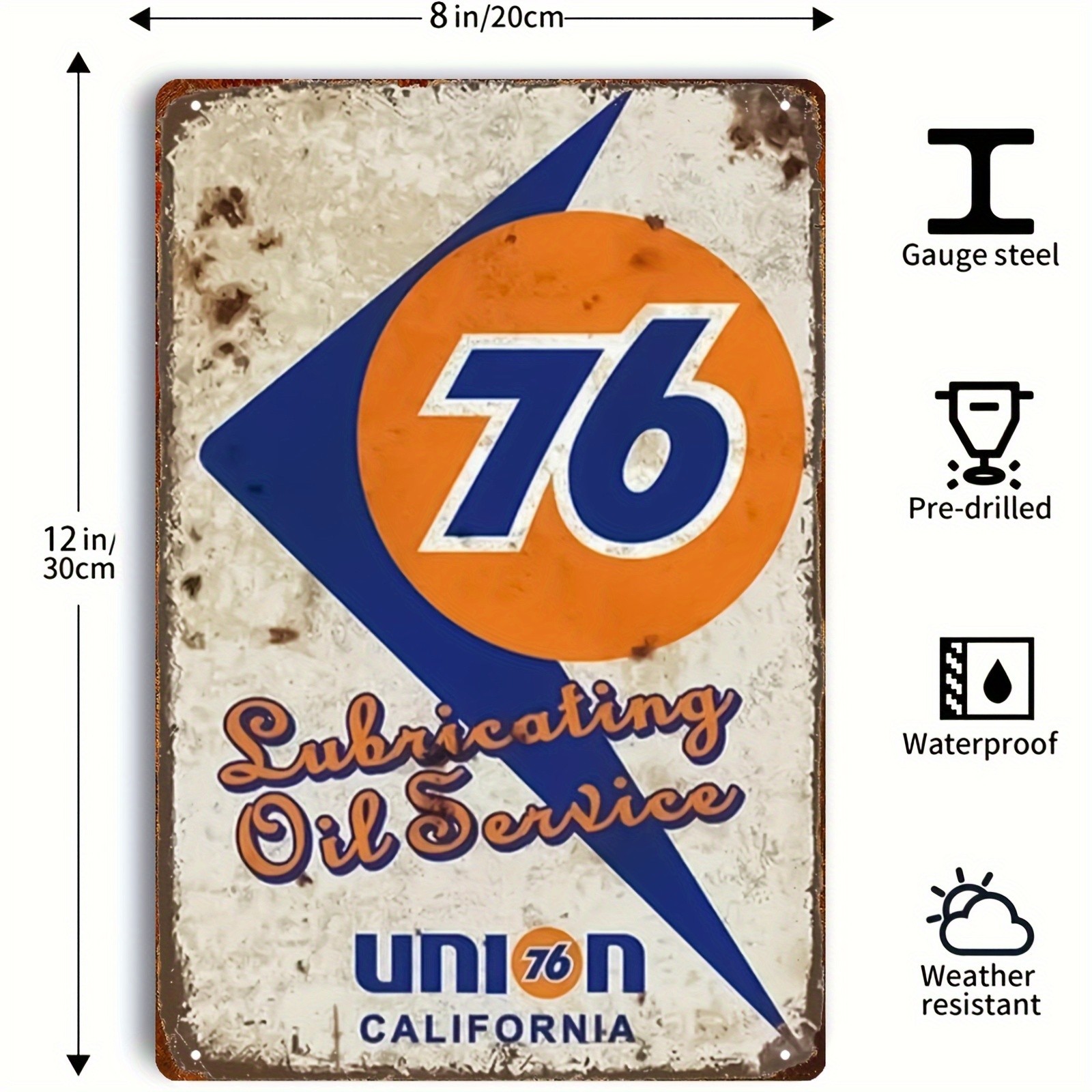 Vintage Sinclair-76 Gasoline & Engine Oil Tin Metal Signs – Frameless, Retro Wal