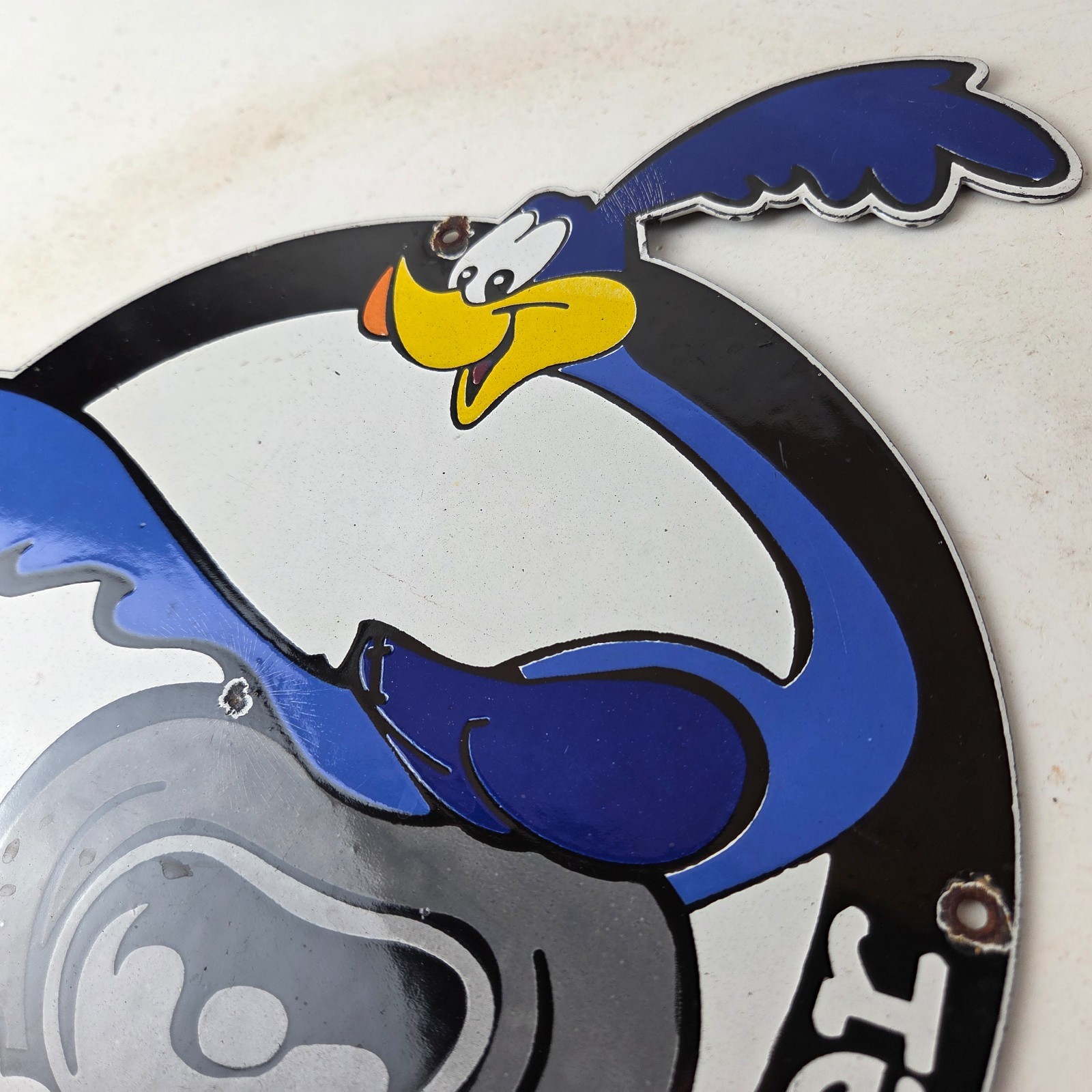 Vintage Mopar Plymouth Porcelain Sign – Road Runner Auto Shop Gas Pump Sign