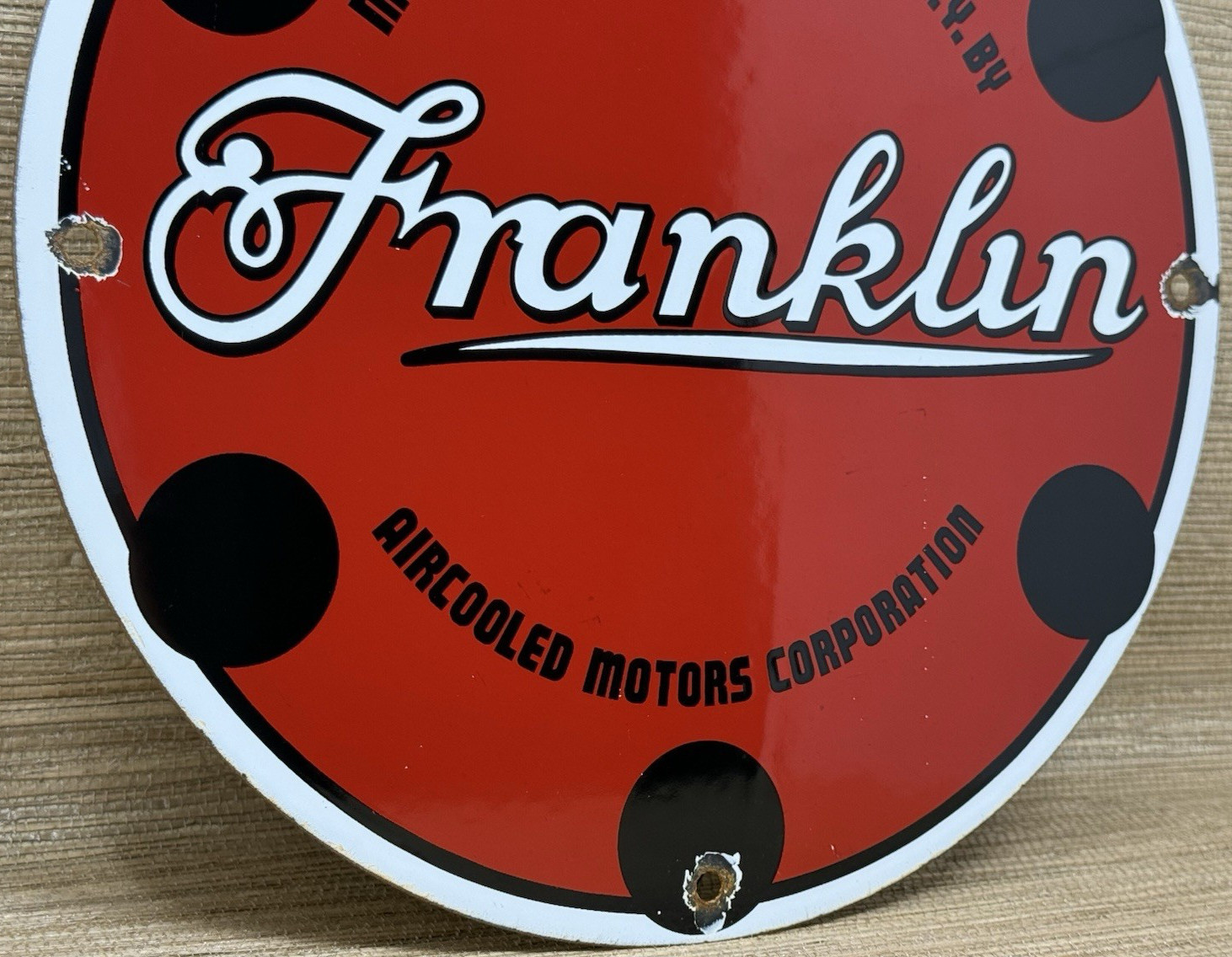 VINTAGE FRANKLIN MOTORS PORCELAIN SIGN DEALERSHIP GAS STATION SERVICE MOTOR OIL