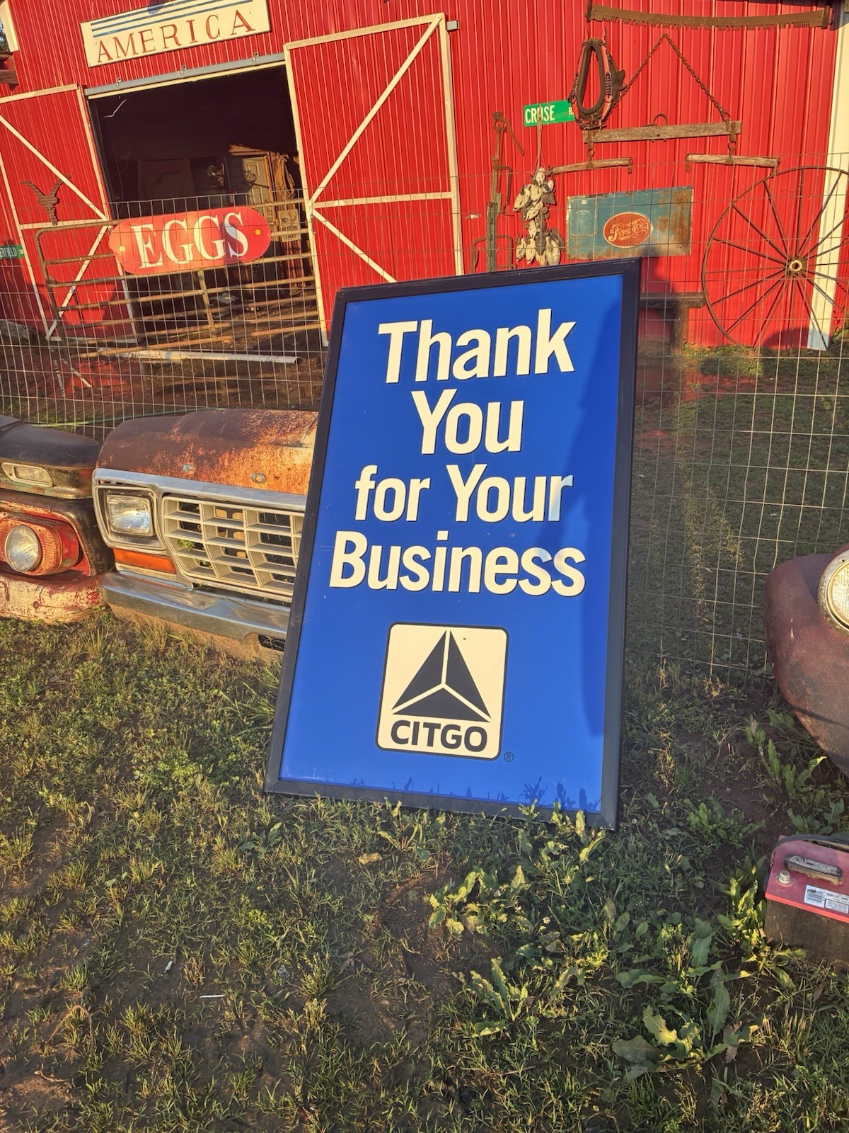 Huge 61×37 CITGO Thank You For Your Business Framed Metal Sign Gas Oil Pump