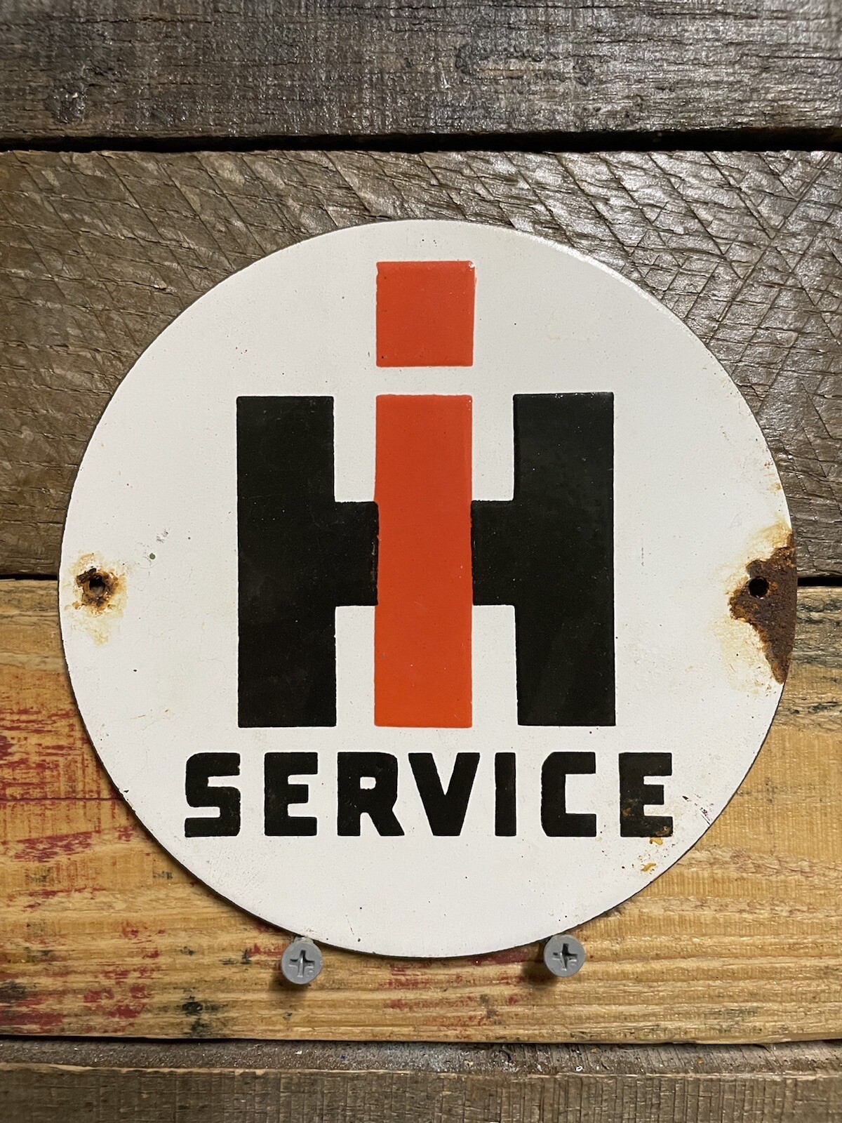 VINTAGE INTERNATIONAL HARVESTER PORCELAIN SIGN FARMING TRACTOR FARM GAS OIL 6”