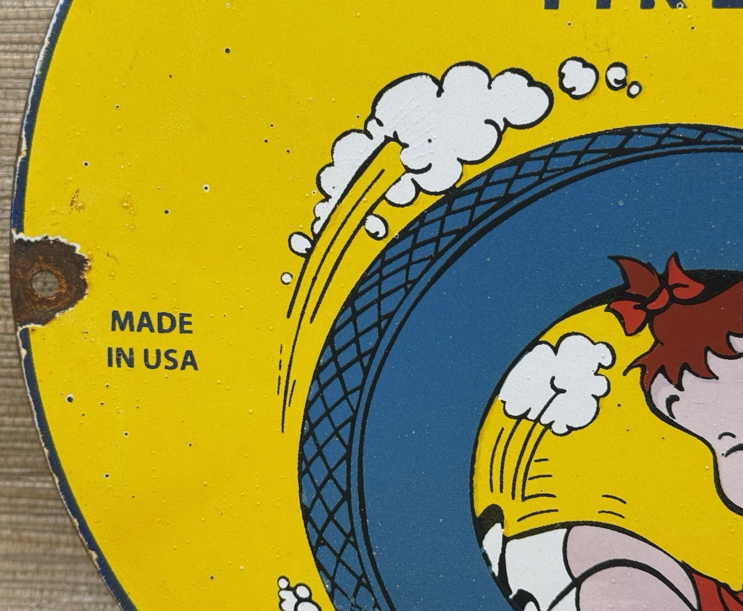 VINTAGE GOODRICH SILVERTOWN TIRES PORCELAIN SIGN GAS OIL DISNEY MICKEY FIRESTONE
