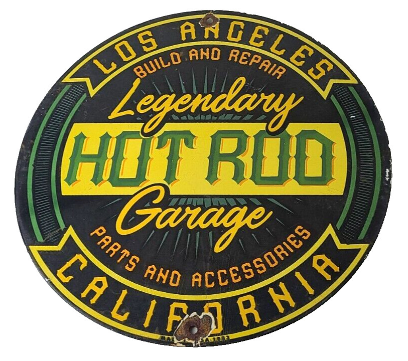 Vintage Hot Rod Legendary Sign – California Garage Auto Gas Pump Porcelain Sign