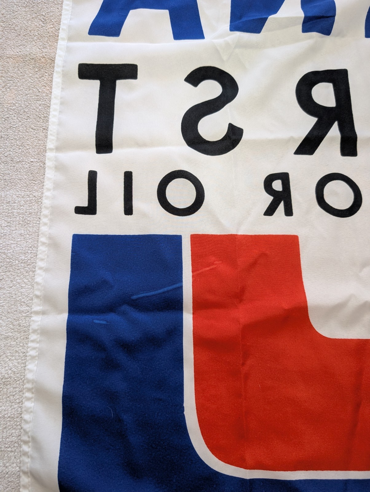 Rare Fina First Motor Oil Advertising Flag Pit Lane Racing Collectible Banner