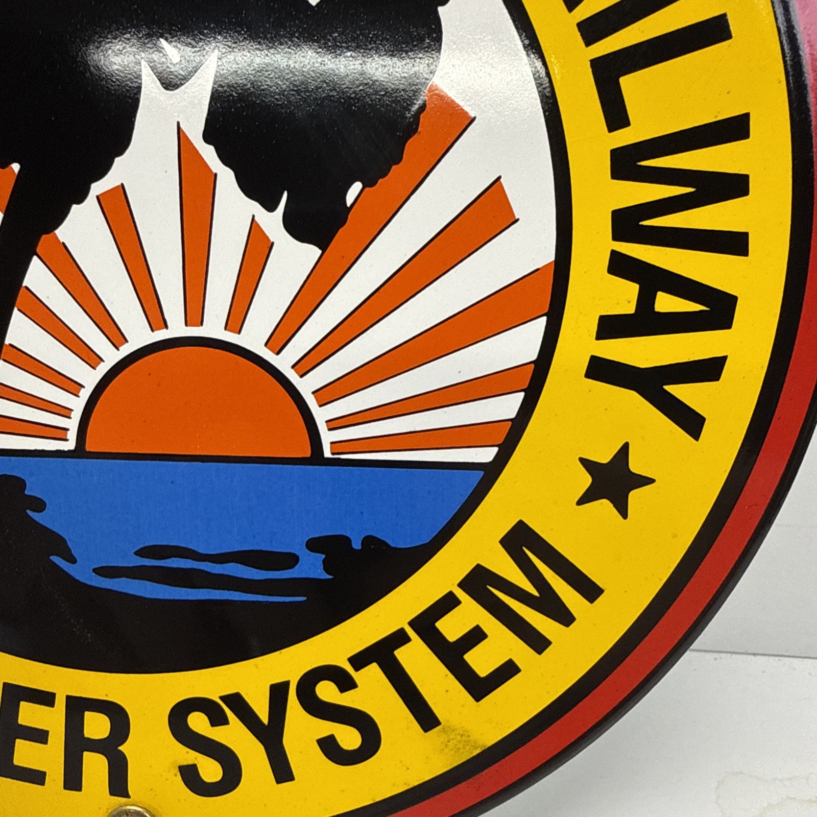 VINTAGE FLORIDA EAST COAST RAILWAY PORCELAIN SIGN FLAGLER SYSTEM GAS OIL TRAIN