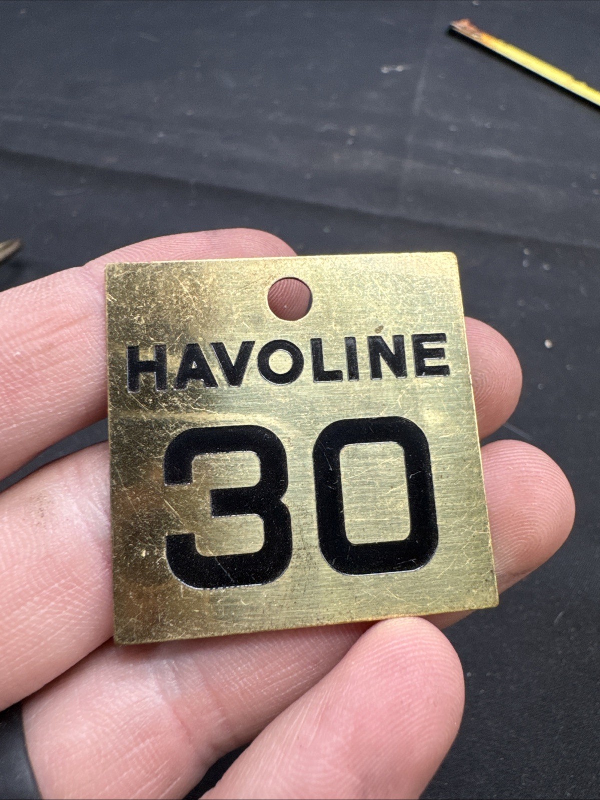Vintage Havoline 30 Brass Nameplate Tag Lubester Tank Oil Weight Gas Station A3A