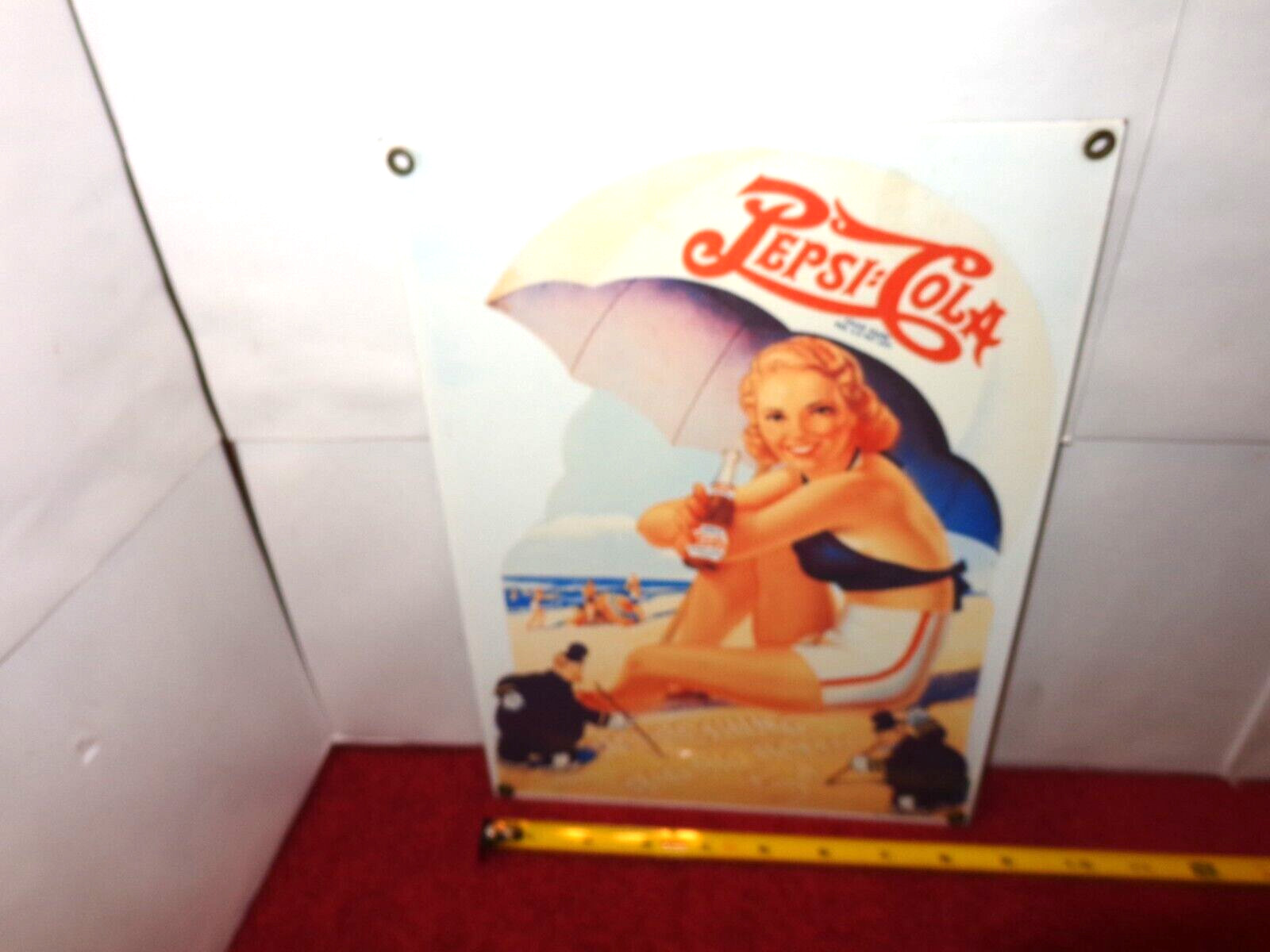 8×11 in DRINK PEPSI-COLA BIG BOTTLE SODA POP ADV SIGN HEAVY DIE CUT METAL -S 12A