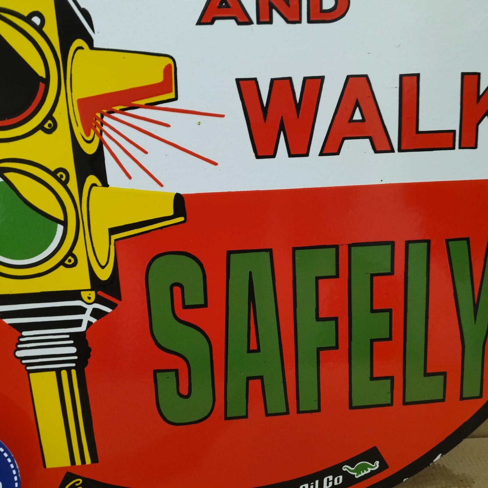 Safely Drive And Walk porcelain Enamel Sign 30 x 30 Inches 1 Sided