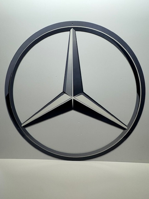 Mercedes Benz 36″ Die Cut steel enamel sign. Classic and classy heavy steel sign
