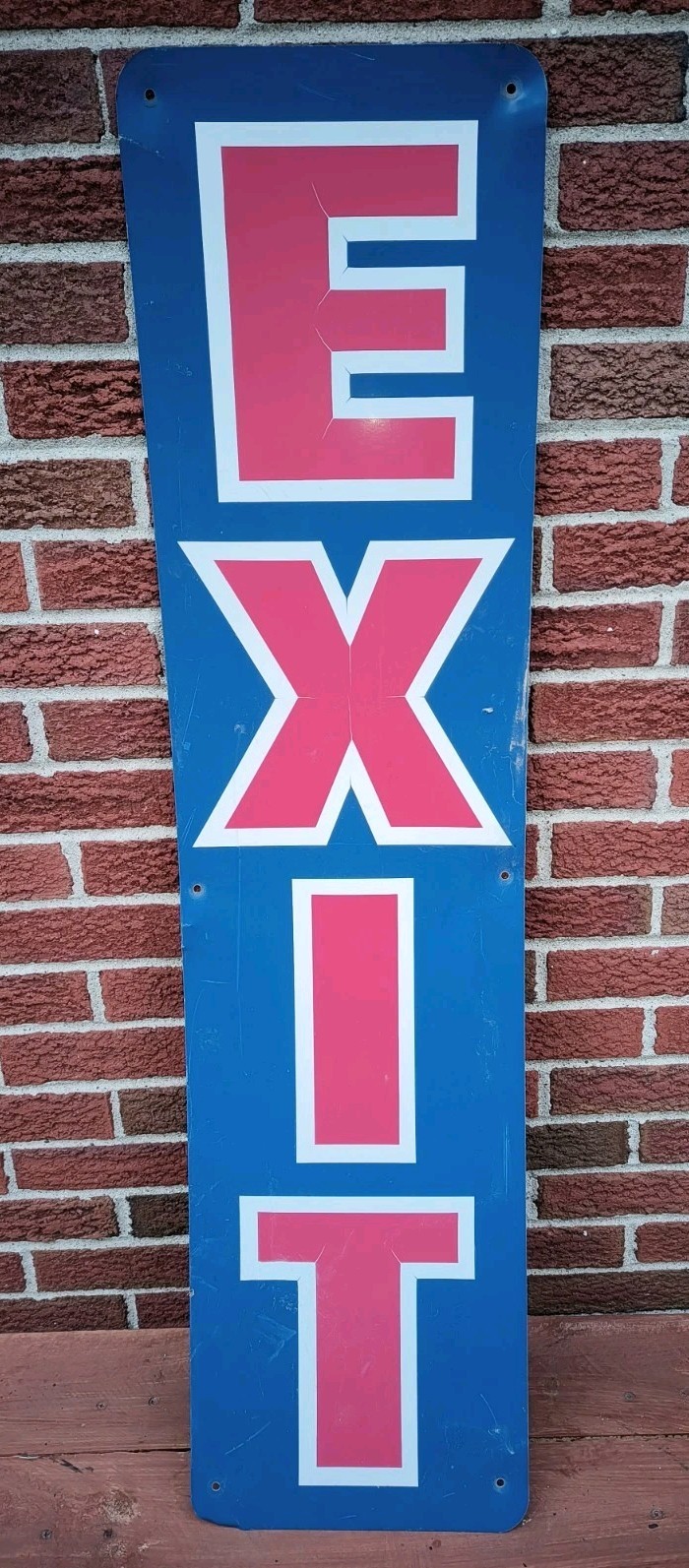 Automatic Car Wash Blue Red Aluminum Vertical Exit Sign Large 48″X12″ Great