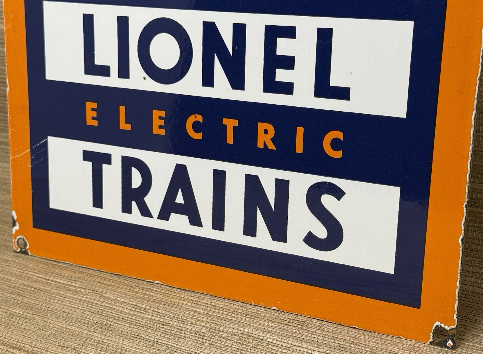 VINTAGE LIONEL ELECTRIC TRAINS PORCELAIN SIGN METAL GAS OIL STEEL U.S.A. STATION