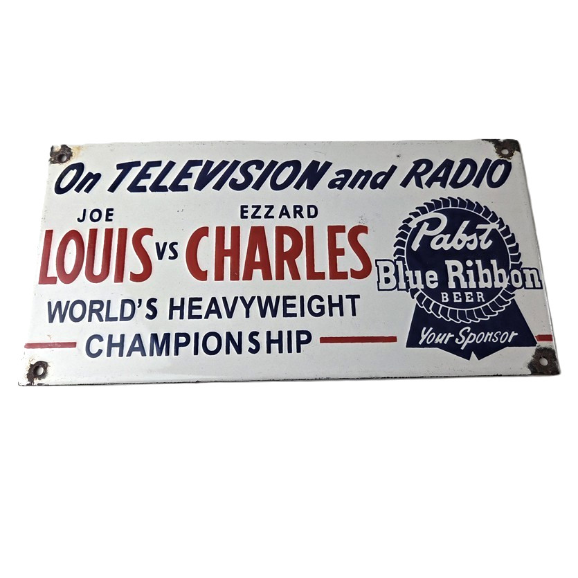 Vintage Pabst Beer Sign – Adult Beverage Blue Ribbon Gas Pump Porcelain Sign