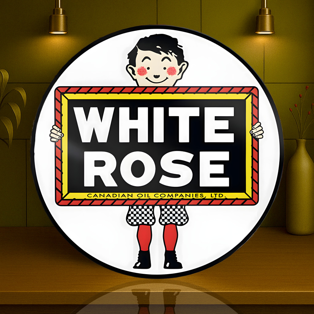 White Rose Gasoline Heavy Metal Sign – Canadian Oil – 50 cm (19.7 inches)