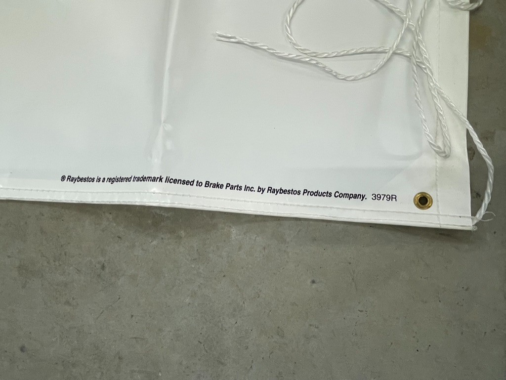 Raybestos Brakes Rotor Vintage NOS Shop Sign Ad Promo, Vinyl, approx 90″ x 34″