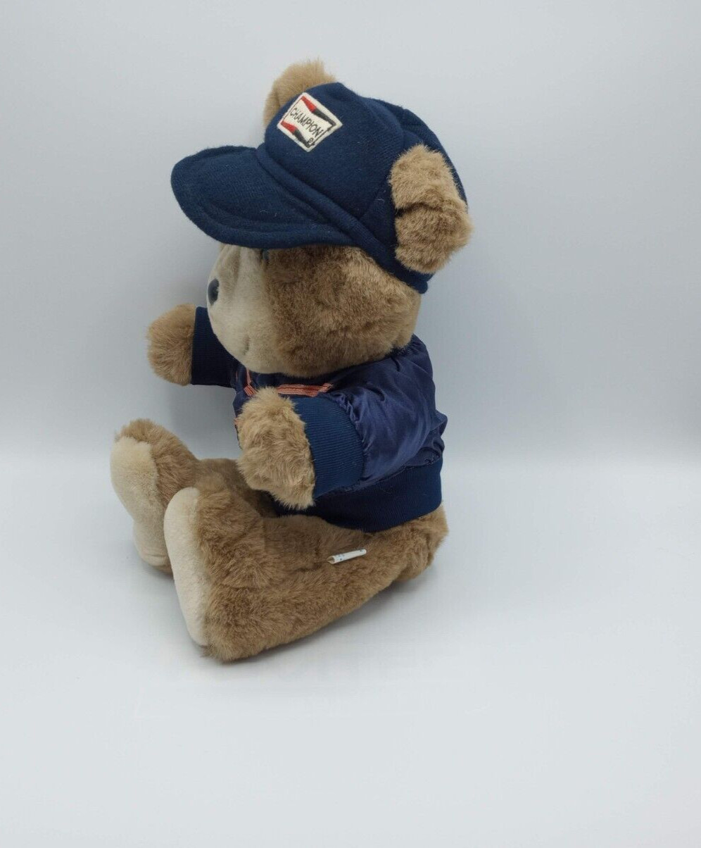 Vintage 1983 Champion Spark Plug Plush Toy Teddy Bear Automobilia Advertising
