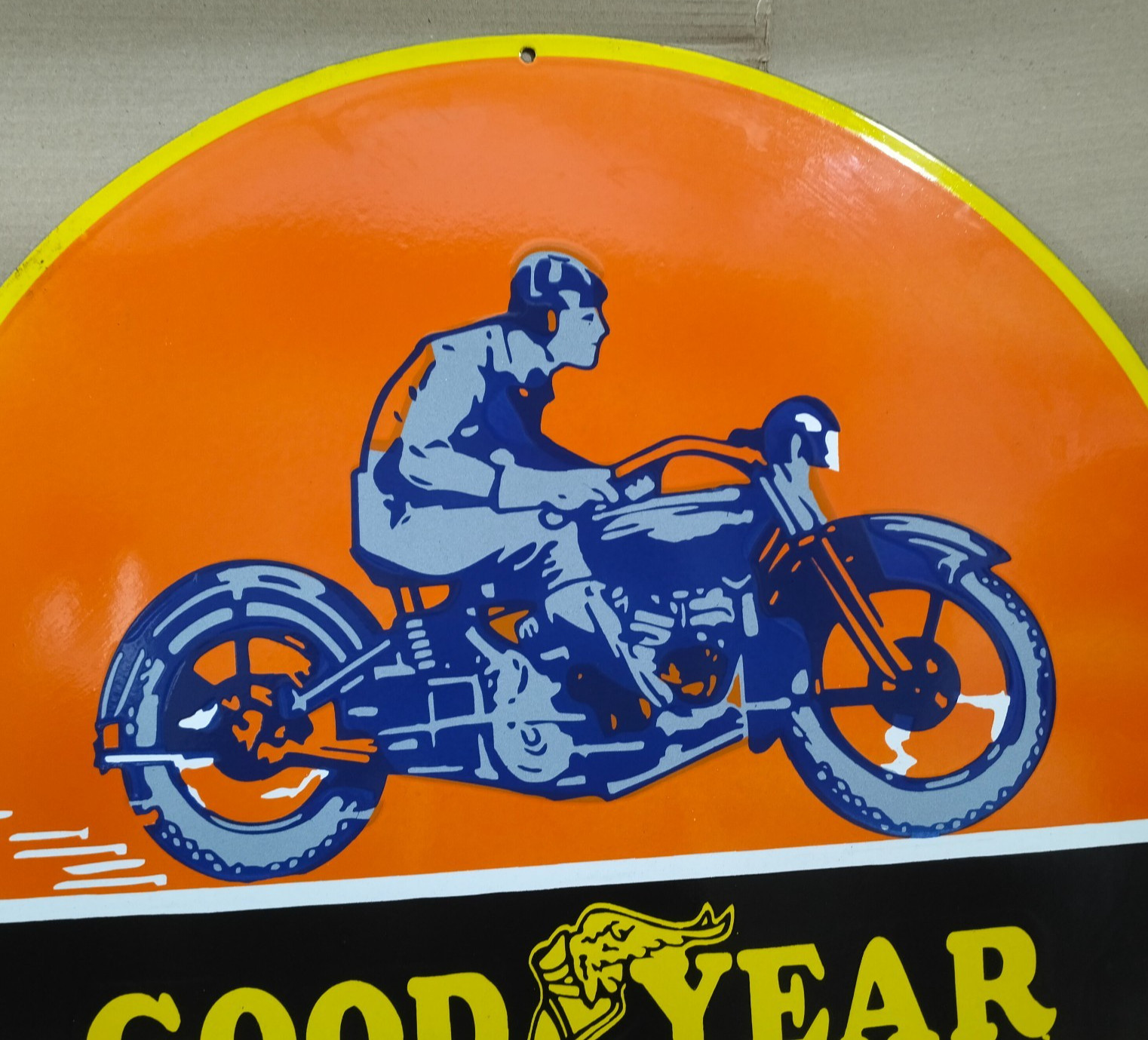 Good Year Motorcycle Tires Porcelain Enamel Sign 30 x 30 Inches 1 Sided