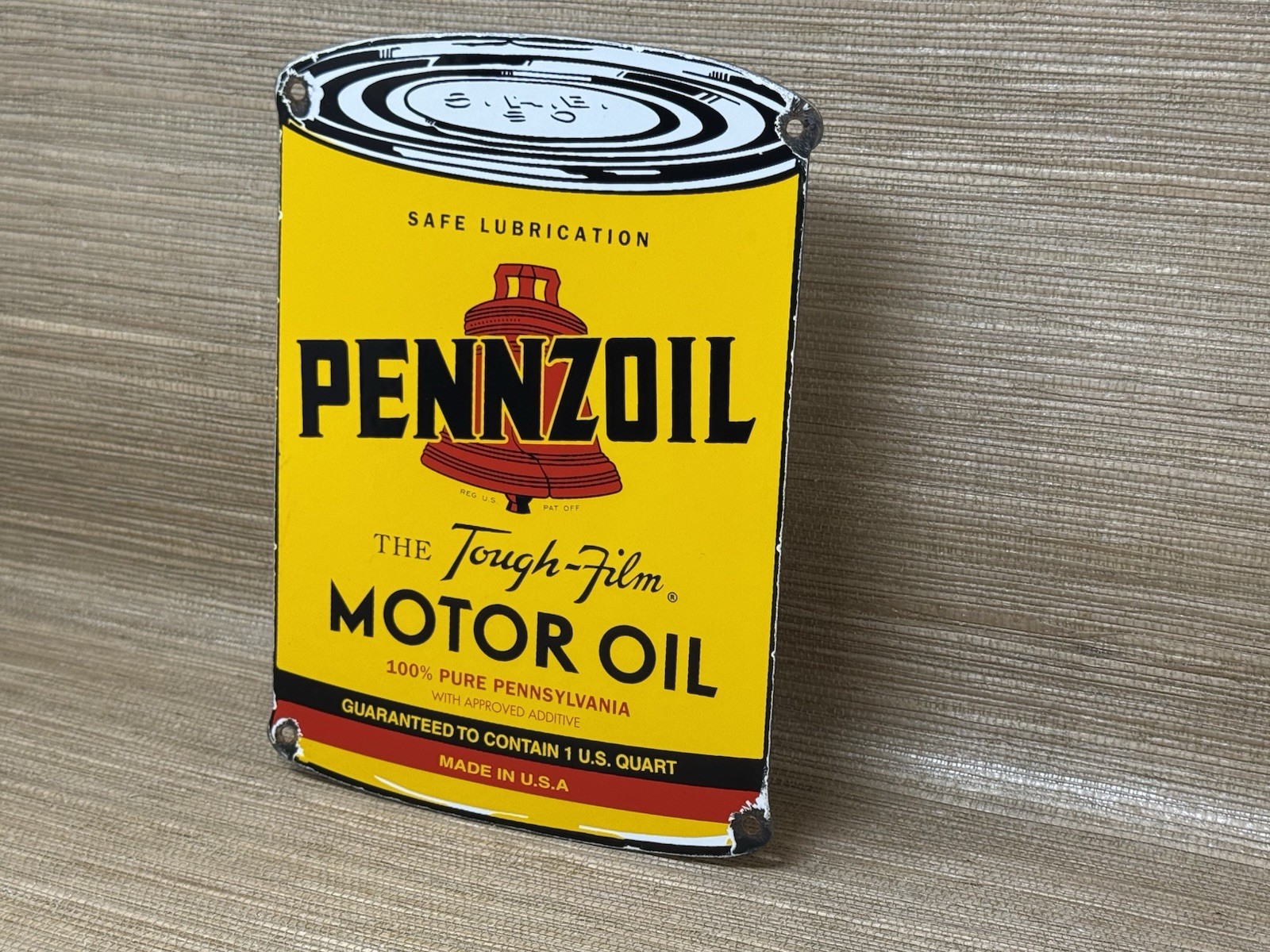 VINTAGE PENNZOIL MOTOR OIL PORCELAIN SIGN GASOLINE SERVICE STATION PUMP PLATE
