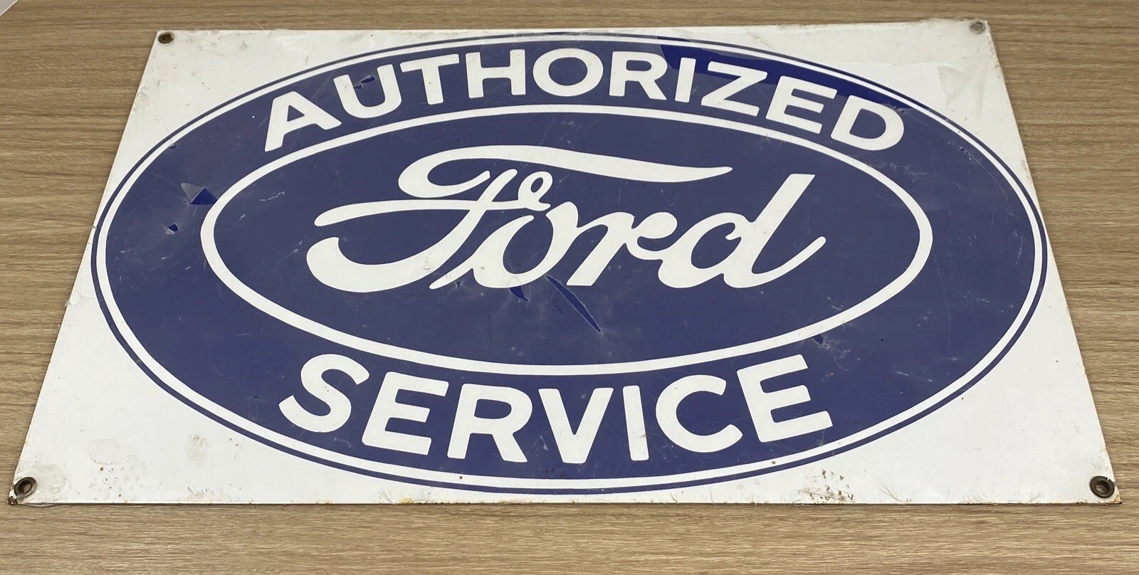 Vintage Ande Rooney AUTHORIZED FORD SERVICE Porcelain Sign Steel NEW SEALED