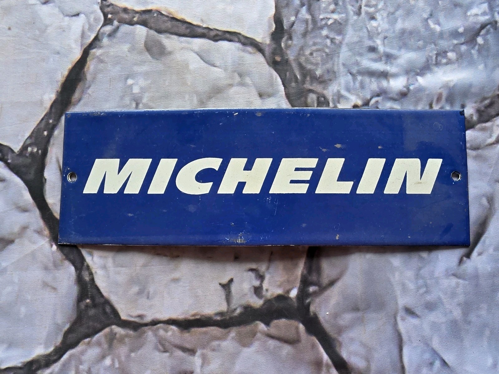VINTAGE MICHELIN PORCELAIN SIGN ADVERTISING SIGN TIRES 12″×4″.