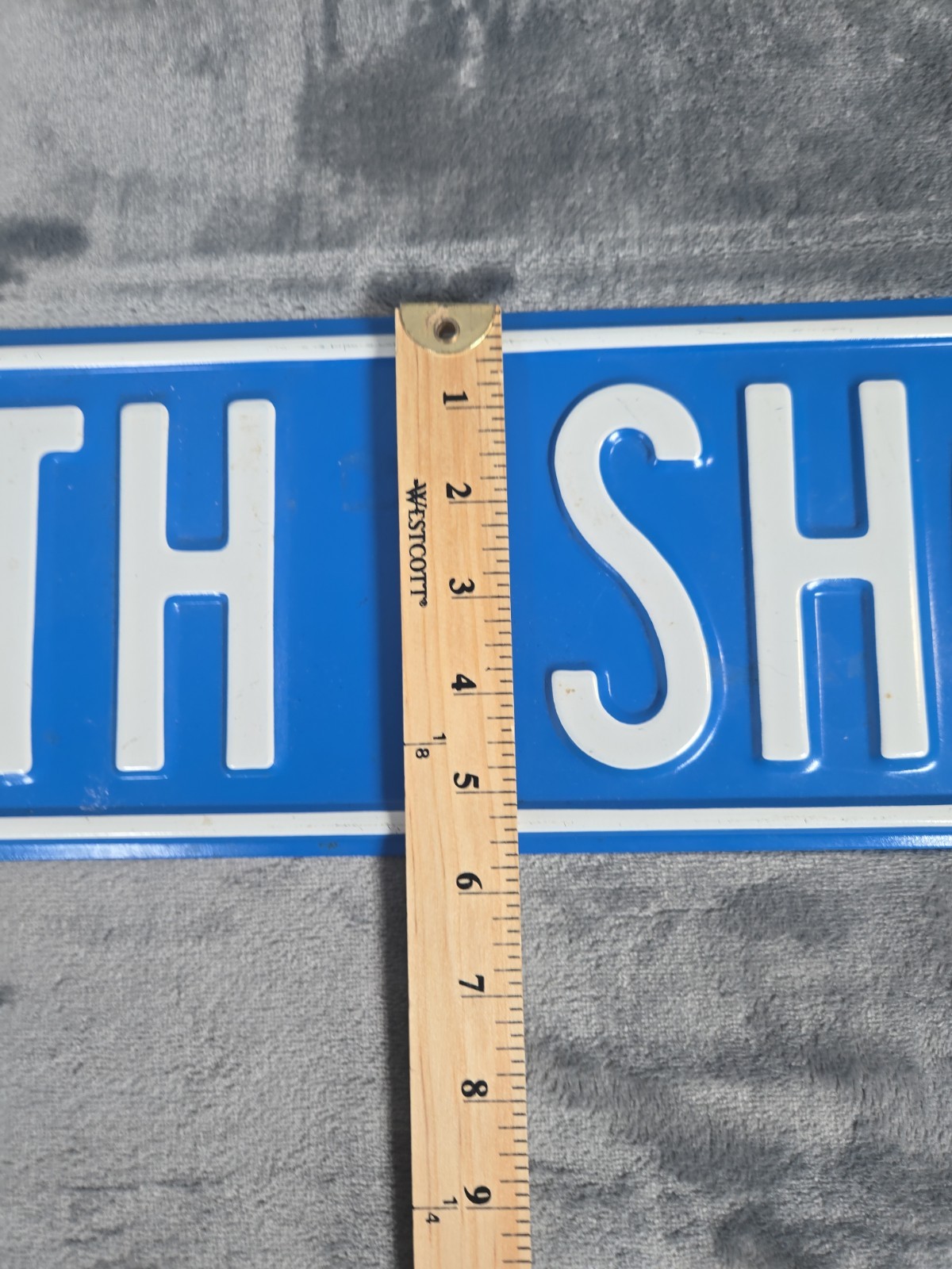 Minnesota North Shore Street Sign Embossed Steel Blue White Vintage