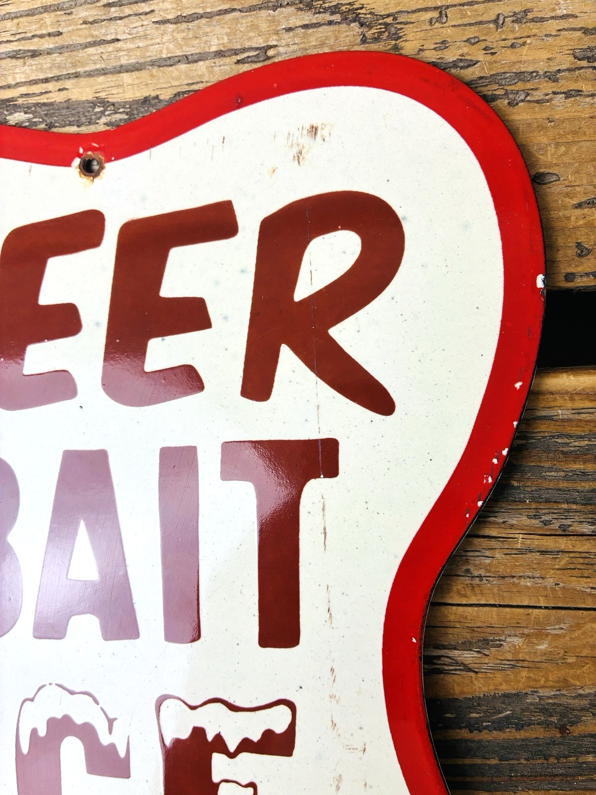 VINTAGE 12×9″ BEER BAIT ICE AMMO PORCELAIN GAS OIL SODA POP PUMP STATION SIGN