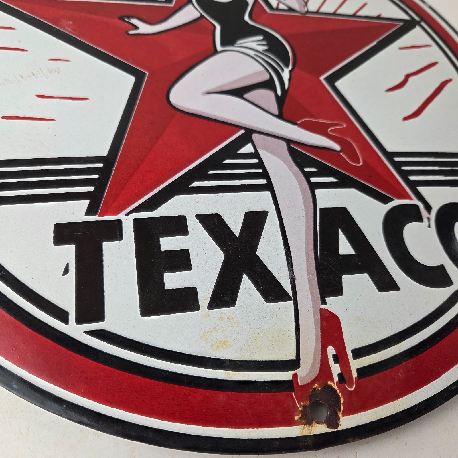 Vintage Texaco Gasoline Sign – Gas Service Station Pump Porcelain Sign