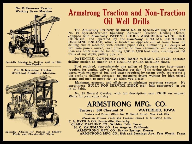 1920 Armstrong Oil Well Drills – Waterloo Iowa NEW Sign 24×30″ USA STEEL XL Size