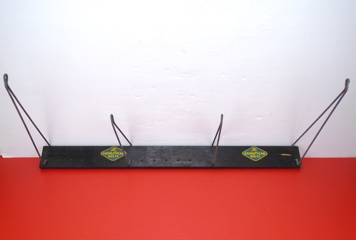 1930s-40’s GOODYEAR RARE Aircraft Zeppelin LOGO Fan Belt DISPLAY w/4 HOOKS