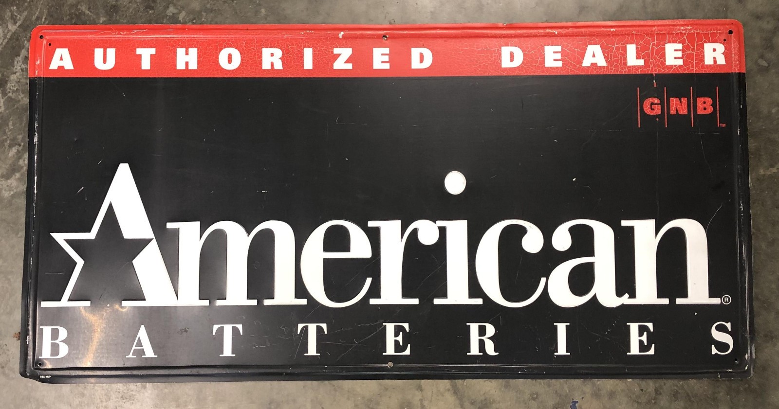 American Batteries Dealer Sign 32 x 16 Aluminum Metal vintage