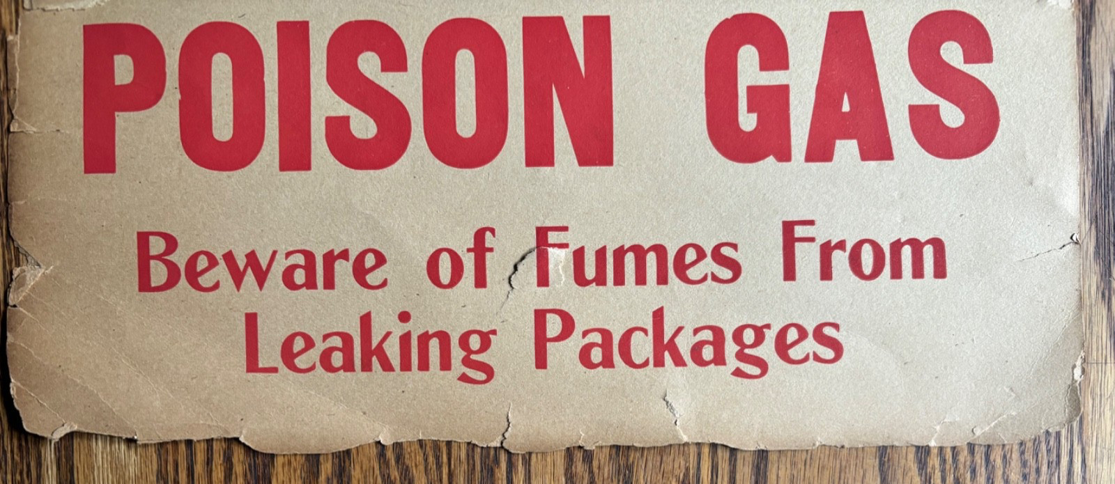 Antique Railroad Poison Gas Warning Placard Sign Freight Car Hazmat 1940s