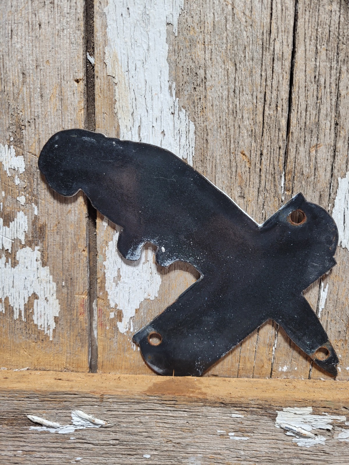 VINTAGE POLLY PORCELAIN SIGN DIECUT MOTOR OIL GAS PARROT SERVICE GAS PUMP PLATE