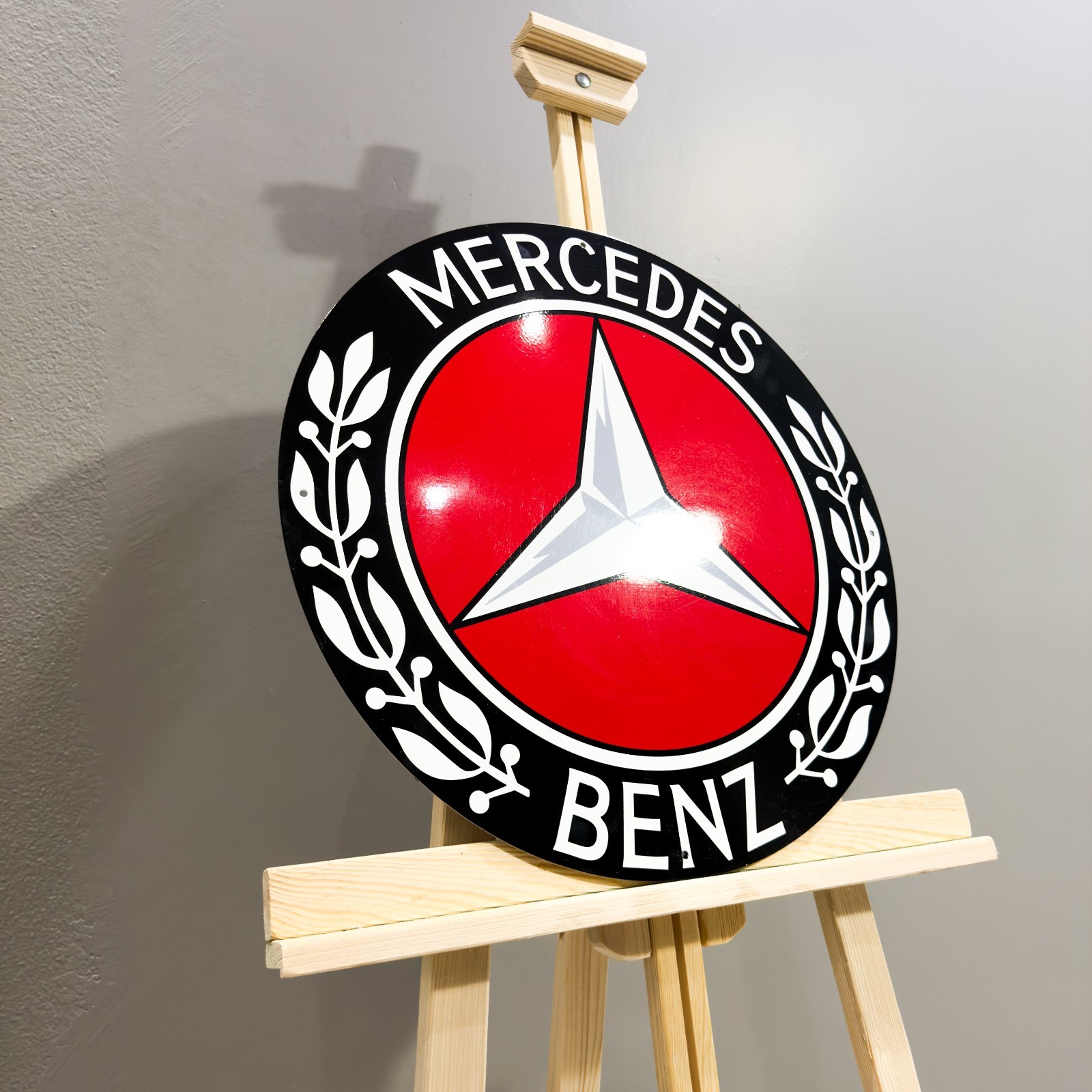 Mercedes Benz Red Star Heavy Metal Sign – Garage Wall Decor –50 cm (19.7”)