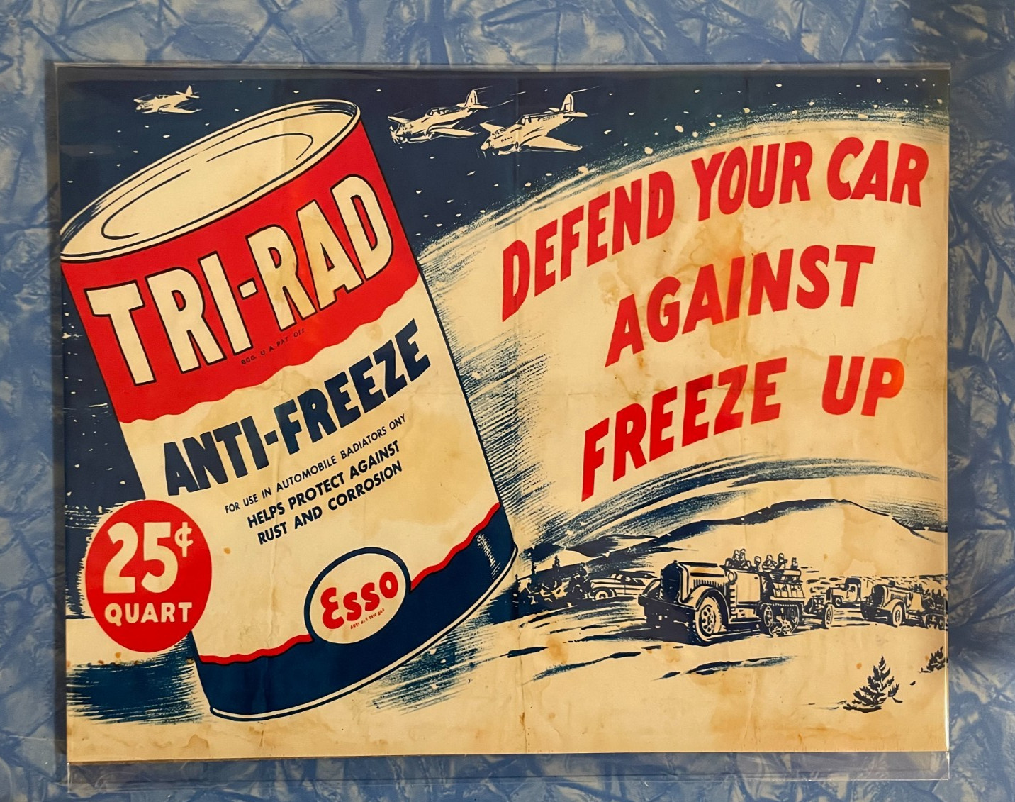 Tri-Rad ESSO Anti Freeze Poster PRINT 8.5×11 Ad Sign Gas Quart Gallon Sled Oil