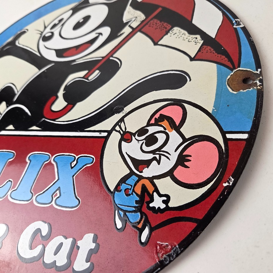 Vintage Felix the Cat Sign – Cartoon Comic Advertising Gas Oil Pump Sign