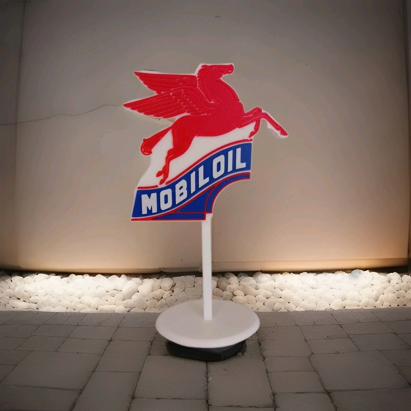 Mobil Oil/Gas Flying Red Horse Pegasus Miniature 3d Printed Replica Sign 7″ Tall