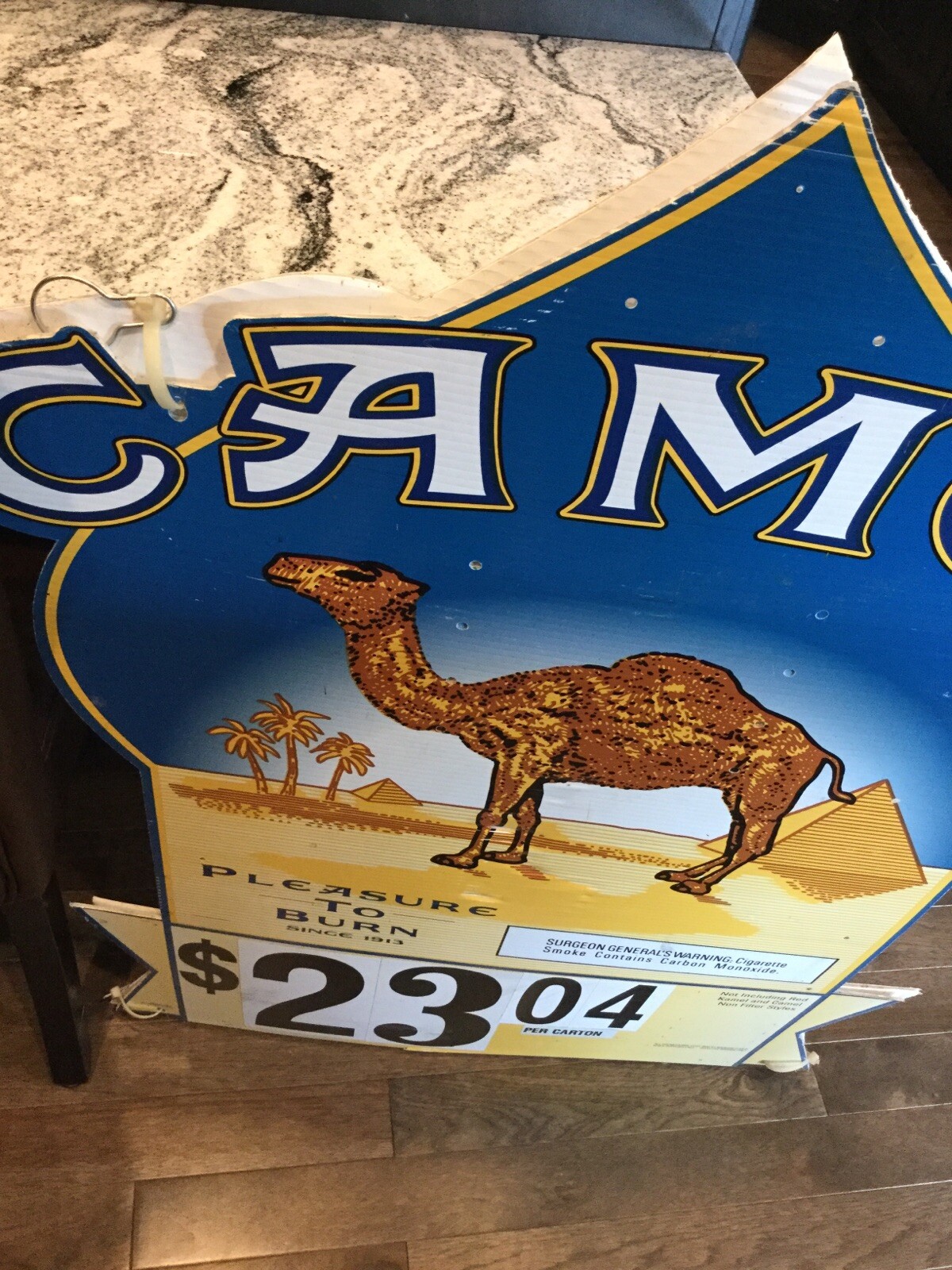 VINTAGE Camel Cigarette Gas Station Cardboard Advertising Sign