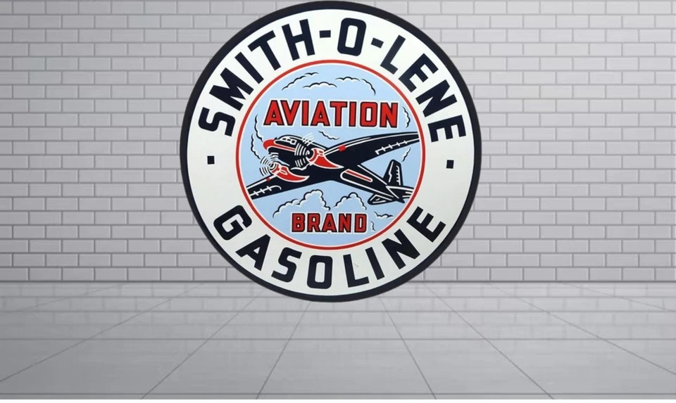 Smith o lene Gasoline Porcelain Enamel Heavy Metal Varaition Sign Double Side