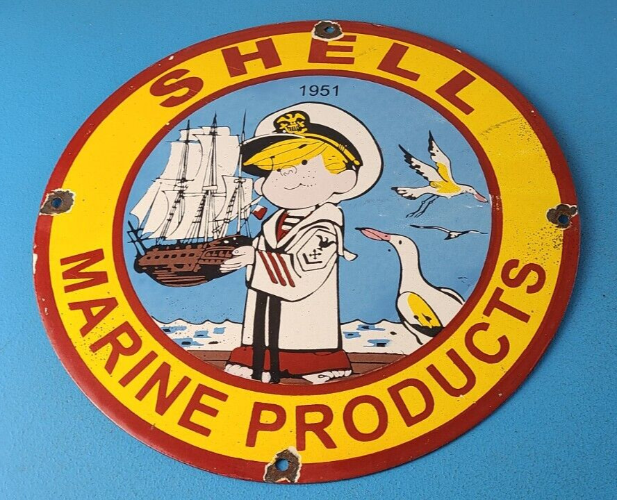 Vintage Shell Gasoline Sign – Dennis Menace Gas Service Station Porcelain Sign