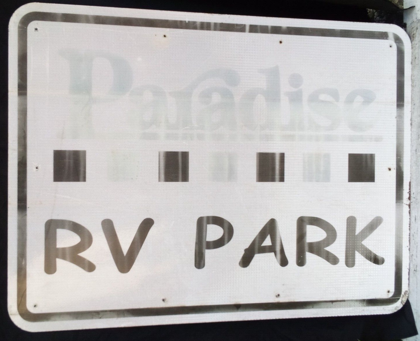 RETIRED SIMPLE SIMONS PIZZA/PARADISE RV PARK ADVERTISING HWY EXIT SIGN 48X36″ 1P