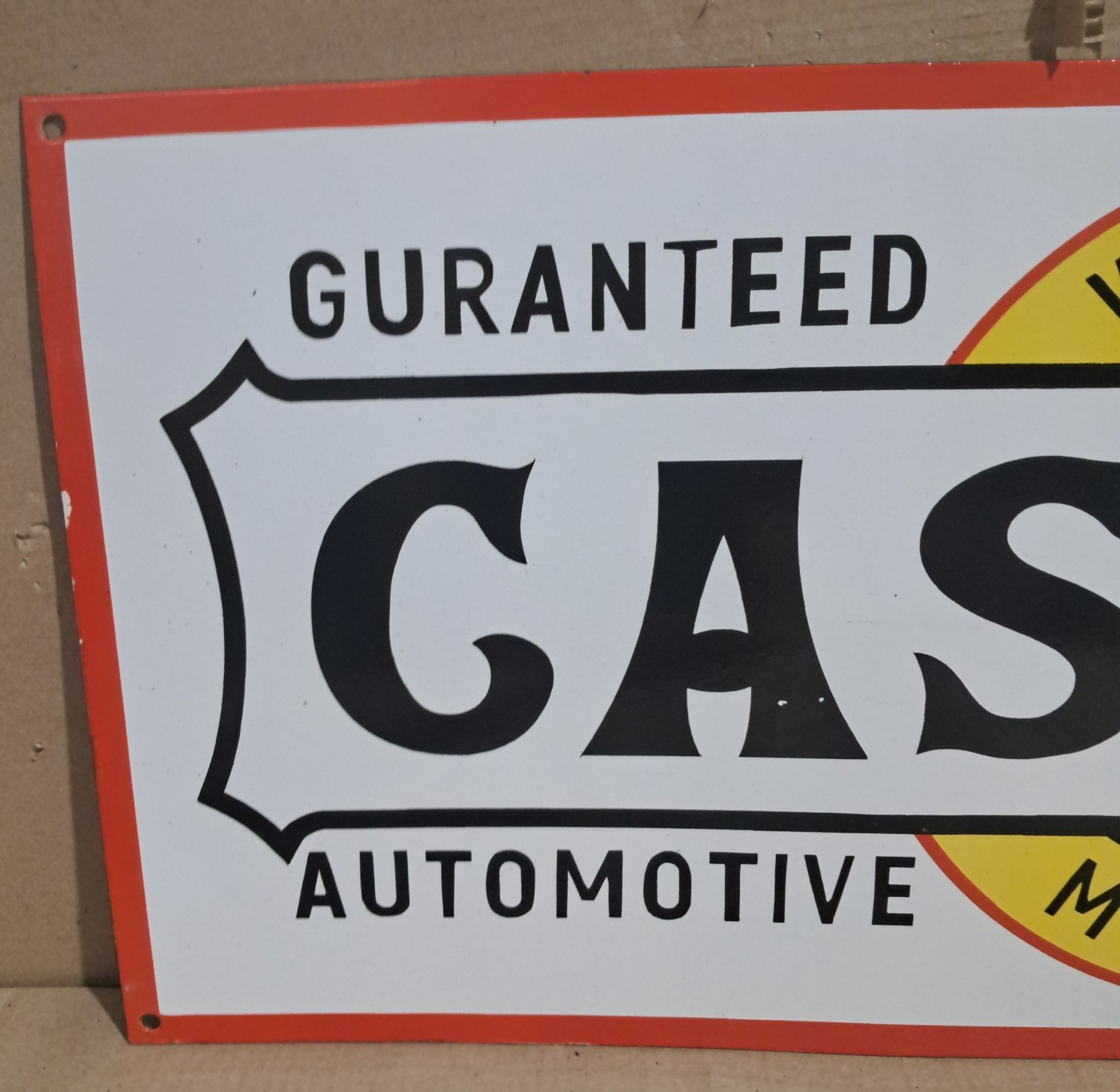 Castrol Motor Oil Porcelain Enamel Sign 36 x 15 Inches 1 Sided