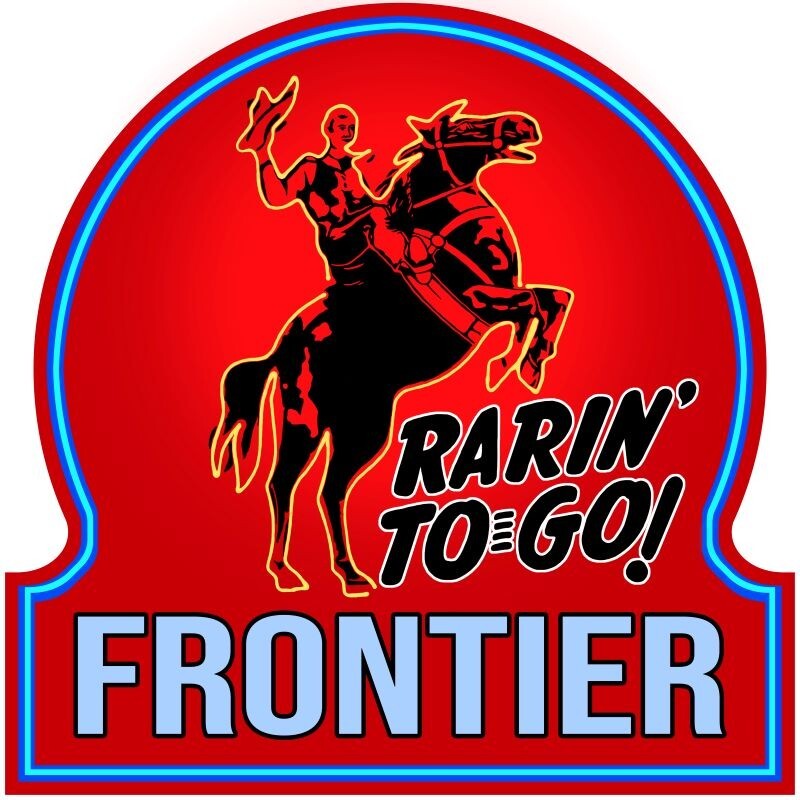 Frontier Gasoline Cowboy Theme DIECUT NEW Sign: 14″ Tall USA Steel