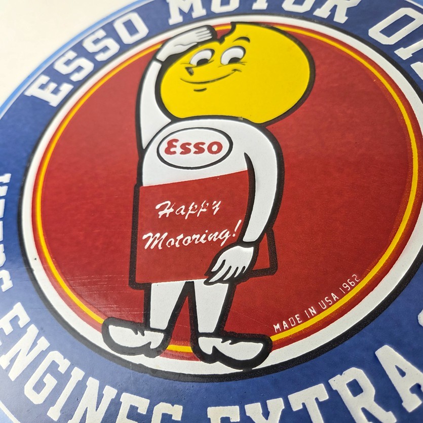 Vintage Esso Gasoline Sign – Gas Service Station Auto Oil Drop Porcelain Sign