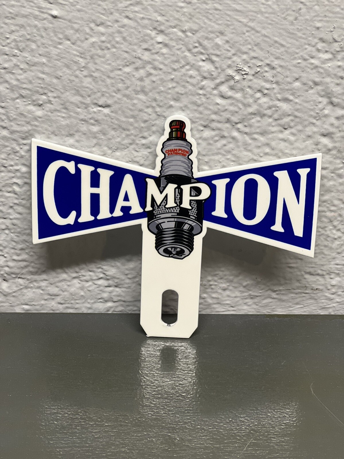 Champion Spark Plug Garage Metal Plate Topper Dealership Gas Oil Sign Tractor