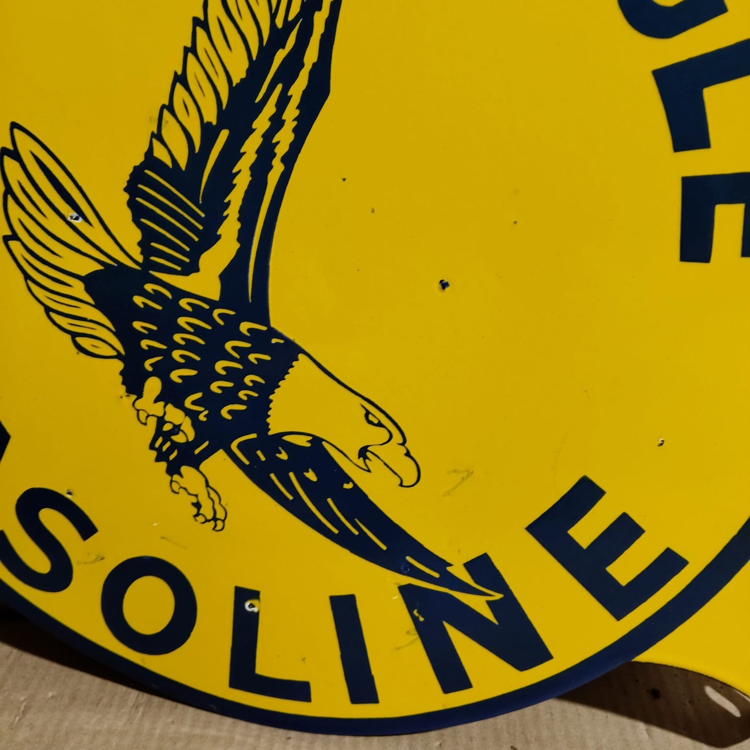 Golden Eagle Gasoline Porcelain Enamel Sign 19.5 x 17 Inches 2 Sided