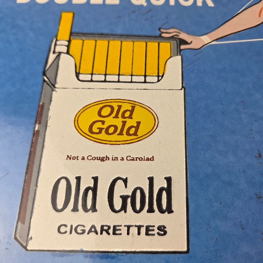 Vintage Old Gold Cigarette Sign – Porcelain Tobacco Gas Pump Plate Sign